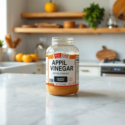 Apple Cider Vinegar Powder on a kitchen counter