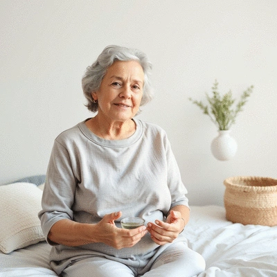 Menopausal woman engaging in self-care