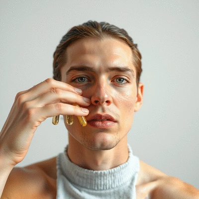 User consuming skin supplements