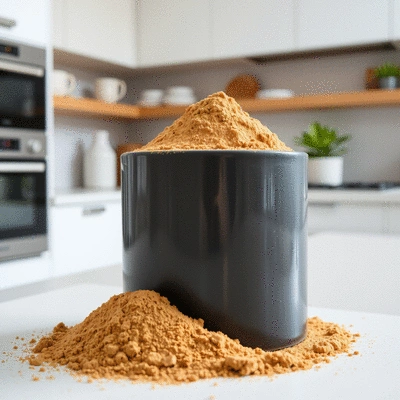 Maca root powder in a modern kitchen setting