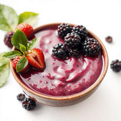 Acai berries in a bowl with smoothie