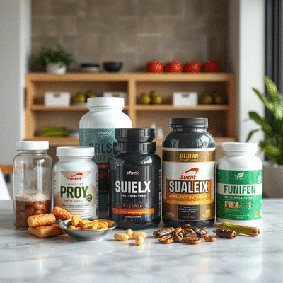A selection of sports nutrition supplements