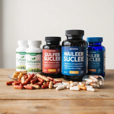 Quality supplements on wooden table