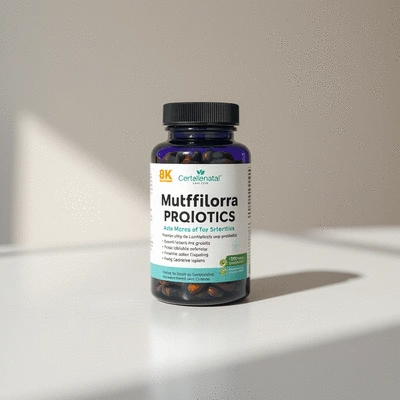 Image of a supplement bottle with multiflora probiotics