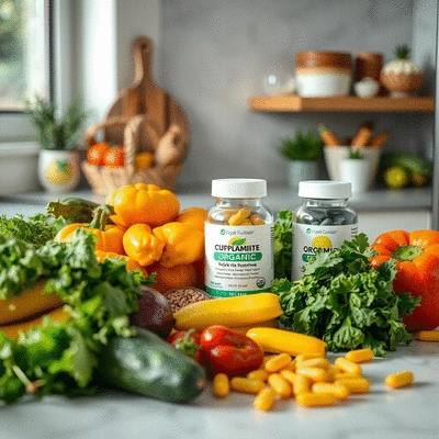 Lifestyle shot of organic supplements