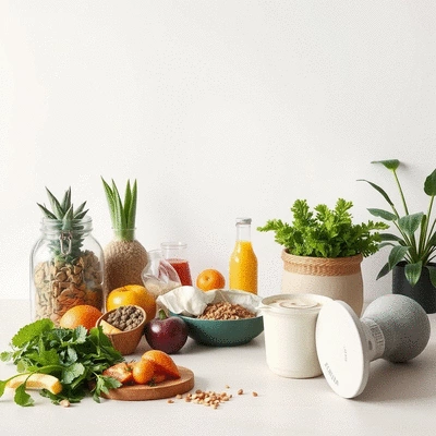 Healthy lifestyle with nutrition and exercise