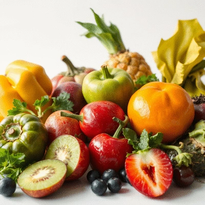 Fresh fruits and vegetables rich in antioxidants