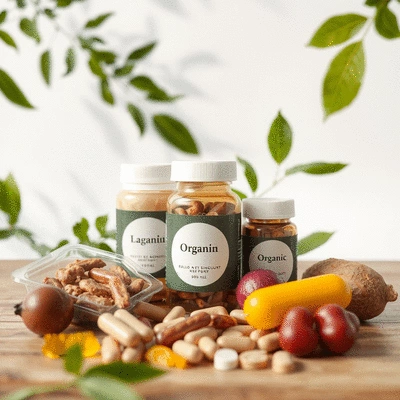 High-quality organic supplements in a natural setting