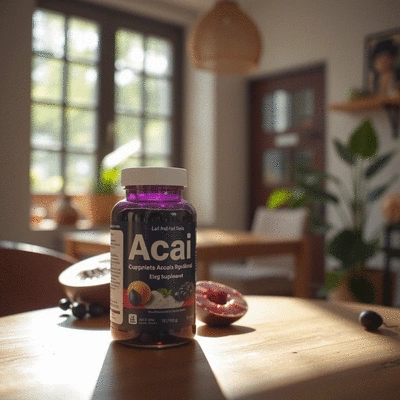 Lifestyle shot of acai supplement in use