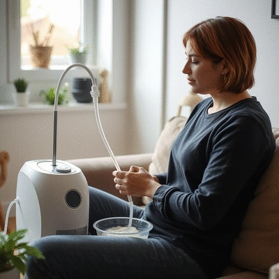 Lifestyle image of a person using a colonic irrigation kit at home