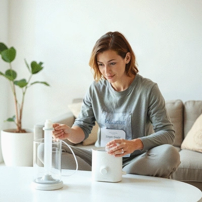 User using colonic irrigation kit