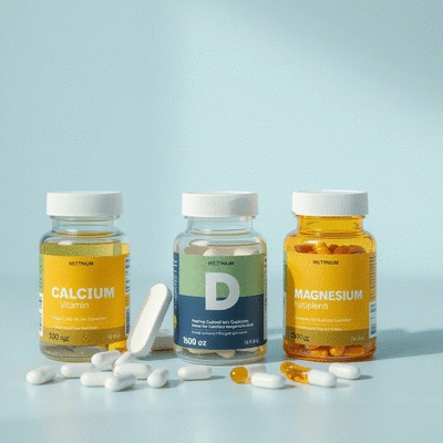 Calcium, Vitamin D, and Magnesium supplements