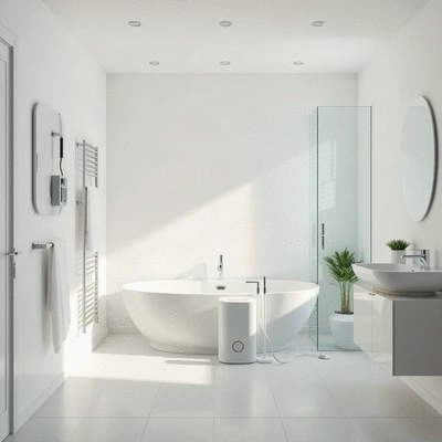 Colonic irrigation home kit in a modern bathroom setting