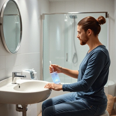 User using a colonic irrigation home kit
