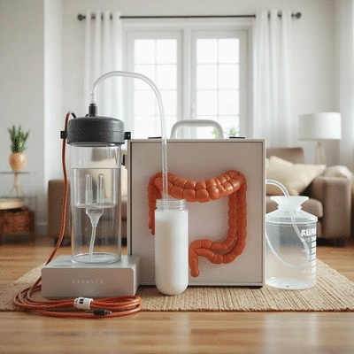 Colonic irrigation kit in a home setting