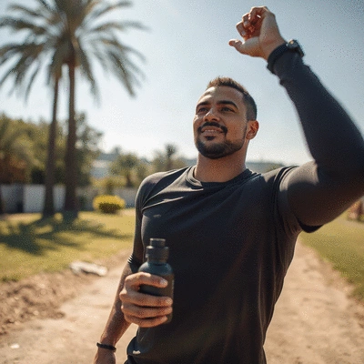 Black Maca Complex lifestyle image with an active person