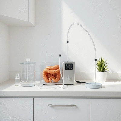 Home colonic irrigation kit setup