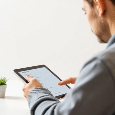 User submitting online form on tablet