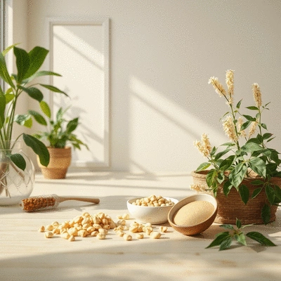 Natural lifestyle with Ashwagandha in a serene setting