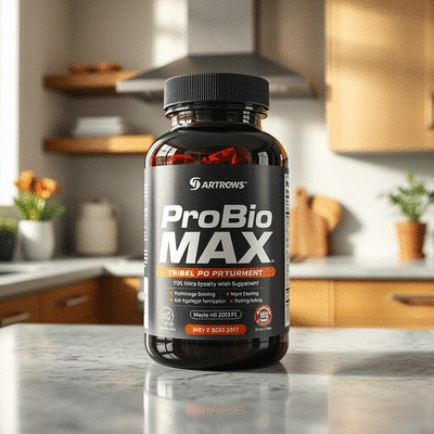 ProBio MAX supplement bottle on a kitchen counter
