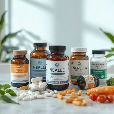 Health supplements on a table