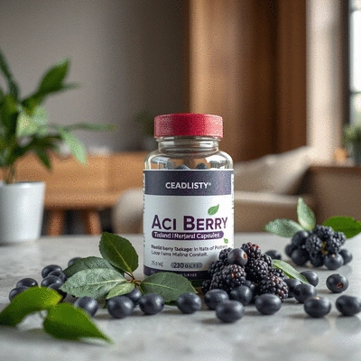 Lifestyle imagery of Acai Berry Capsules in a modern setting
