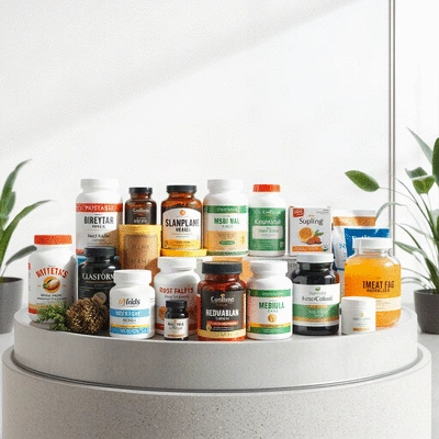 Diverse range of health supplements on display