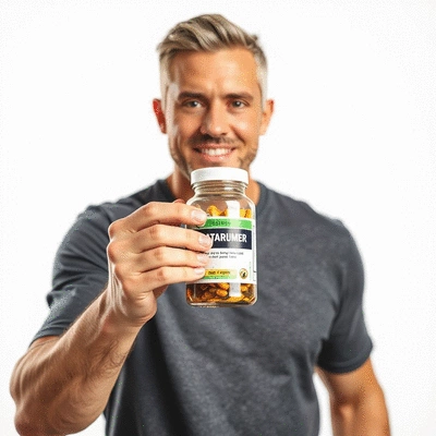 User holding joint support supplements