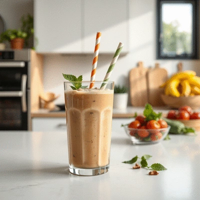 Nutritious meal shake in a modern kitchen